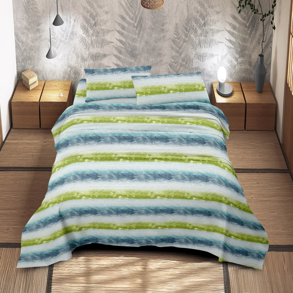 Completo Letto Matrimoniale No Stiro Set Lenzuola In Morbida Microfibra Anallergica Lenzuolo Sotto Con Angoli Elastici Fino 30 Cm, Lenzuolo Teso Sopra 2 Federe Prodotto Italiano  Funline