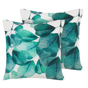 Set di 2 cuscini da esterno poliestere verde acqua blu e bianco quadrato 45 cm motivo foglia Multicolore