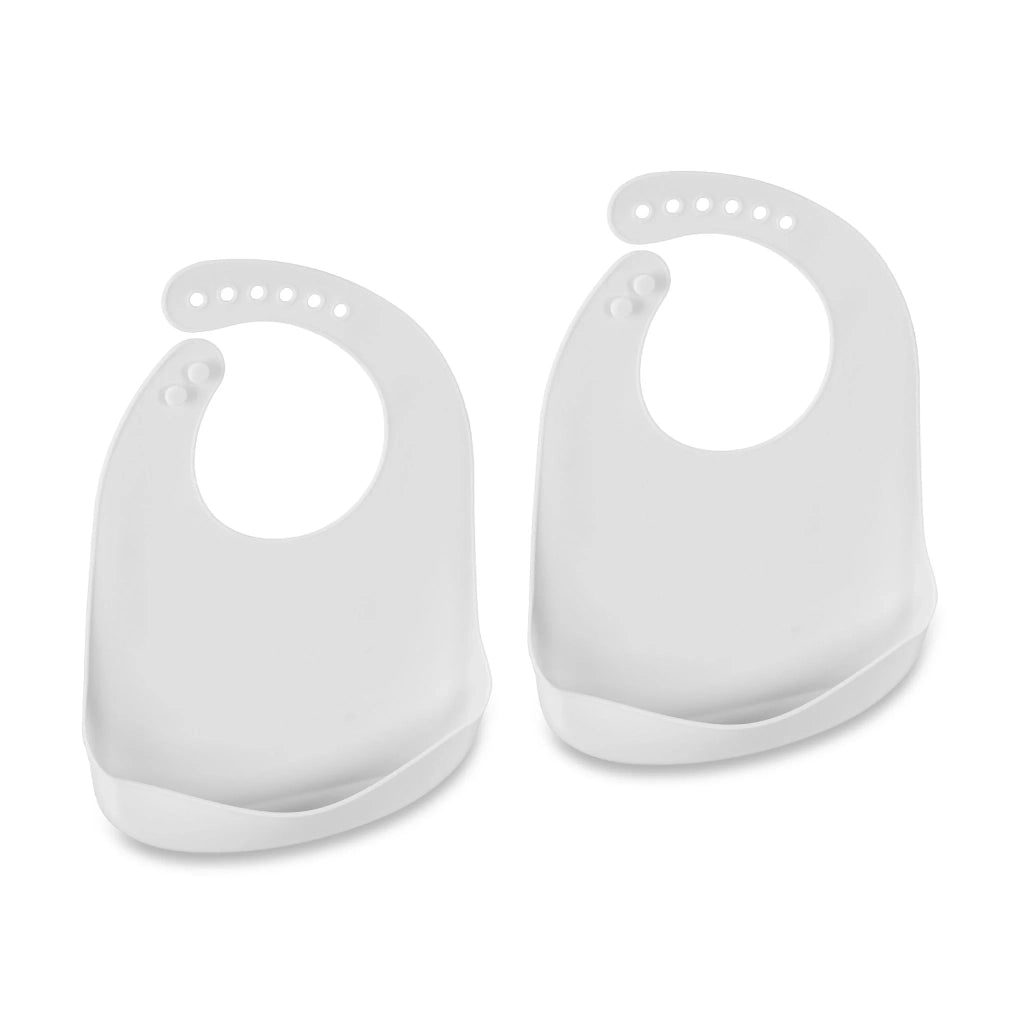 Set di 2 pratiche bavaglini per neonati con tasca raccoglipappa 30 x 23 x 1,5 cm in silicone grigio 13_0013738
