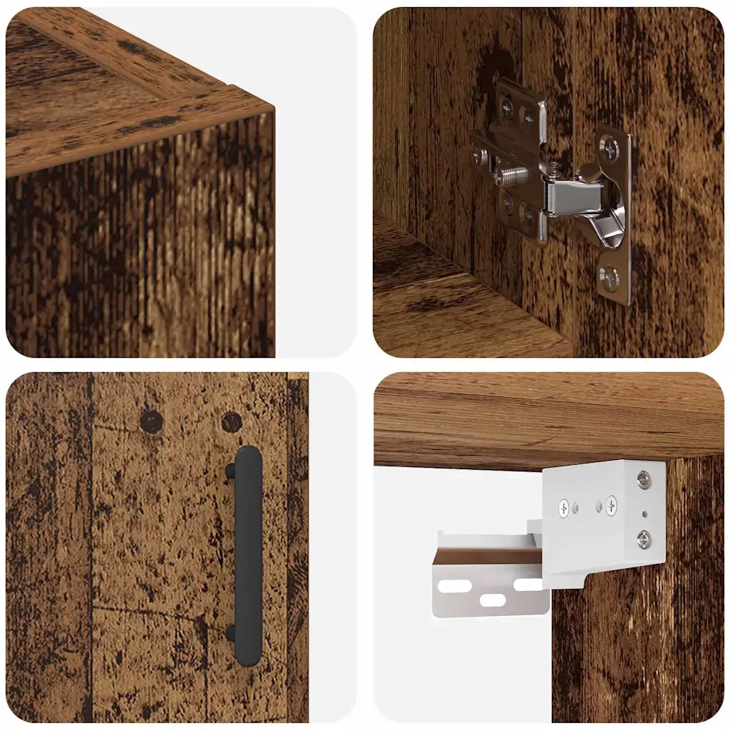 Mobiletto a muro moderno contenitore a parete 60 x 31 x 70 cm finitura pulita stile contemporaneo in legno anticato 02_0052488