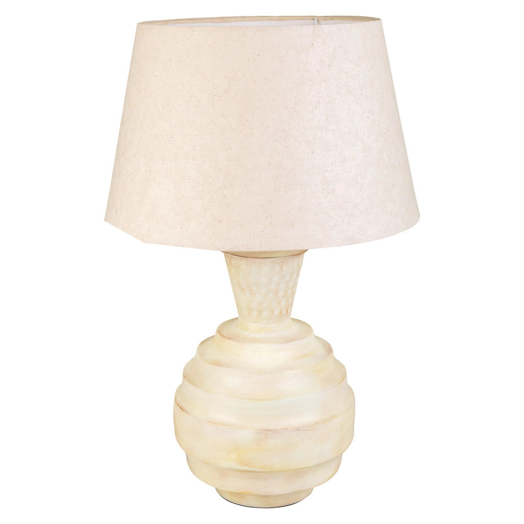 Lampada da tavolo in metallo crema 25x25x63h