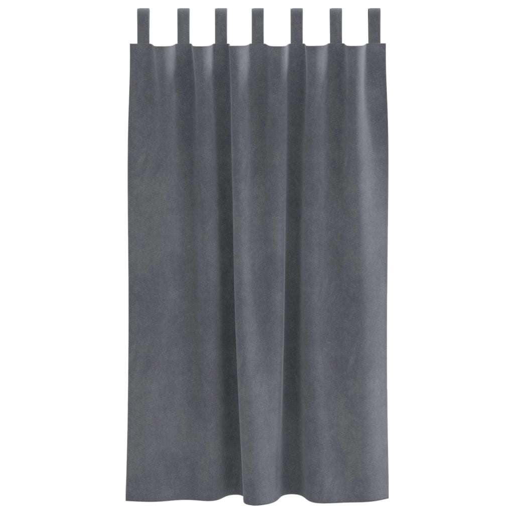 Tende oscuranti  con anelli 2 pezzi in velluto grigio chiaro super leggeri