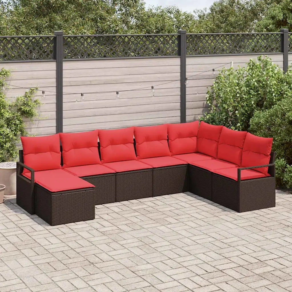 Set di divani con cuscino 8 pcs Marrone polyrattan