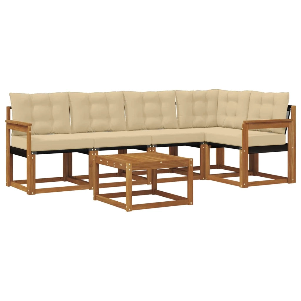 Set di divani da esterno con cuscino 6 pcs Naturale e Beige