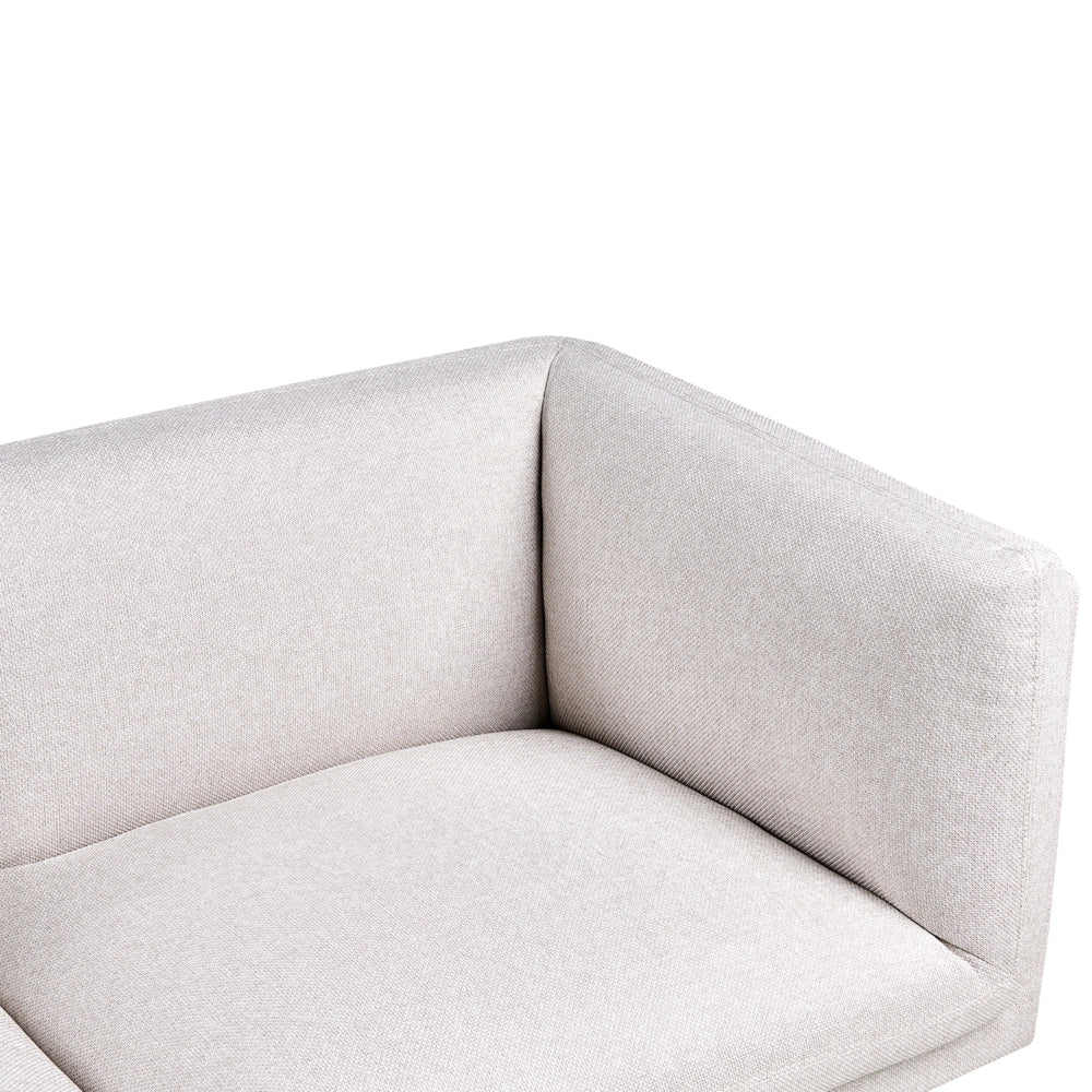 Divano a 3 posti imbottito in tessuto beige chiaro legno gambe nere imbottito da salotto