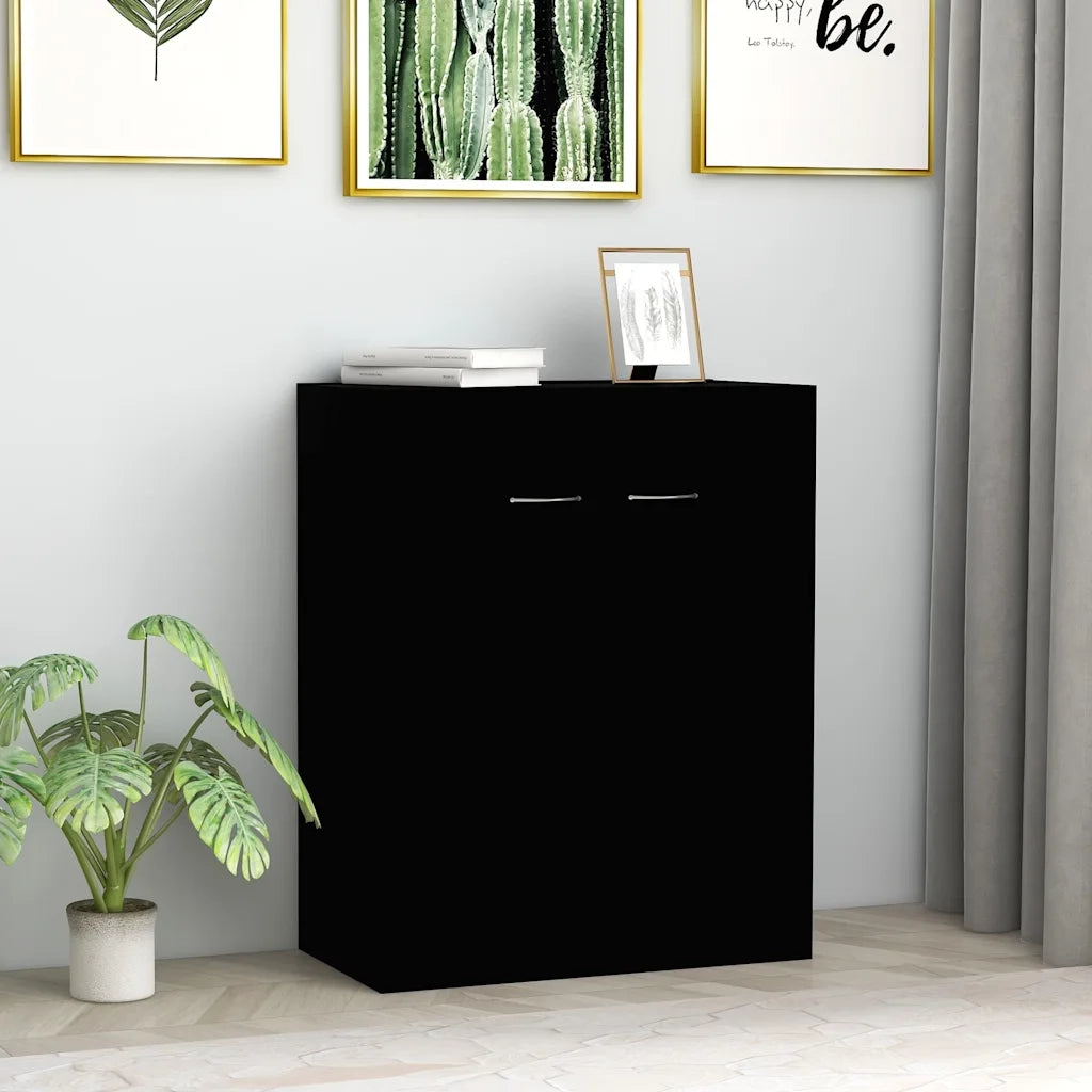 Credenza Nera 60x30x75 cm in Legno Multistrato 800730