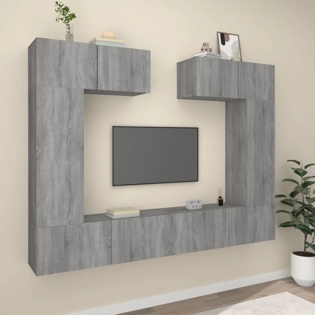 Set di Mobili Porta TV 6 pz-Credenza per TV Grigio Sonoma in Legno Multistrato 246110