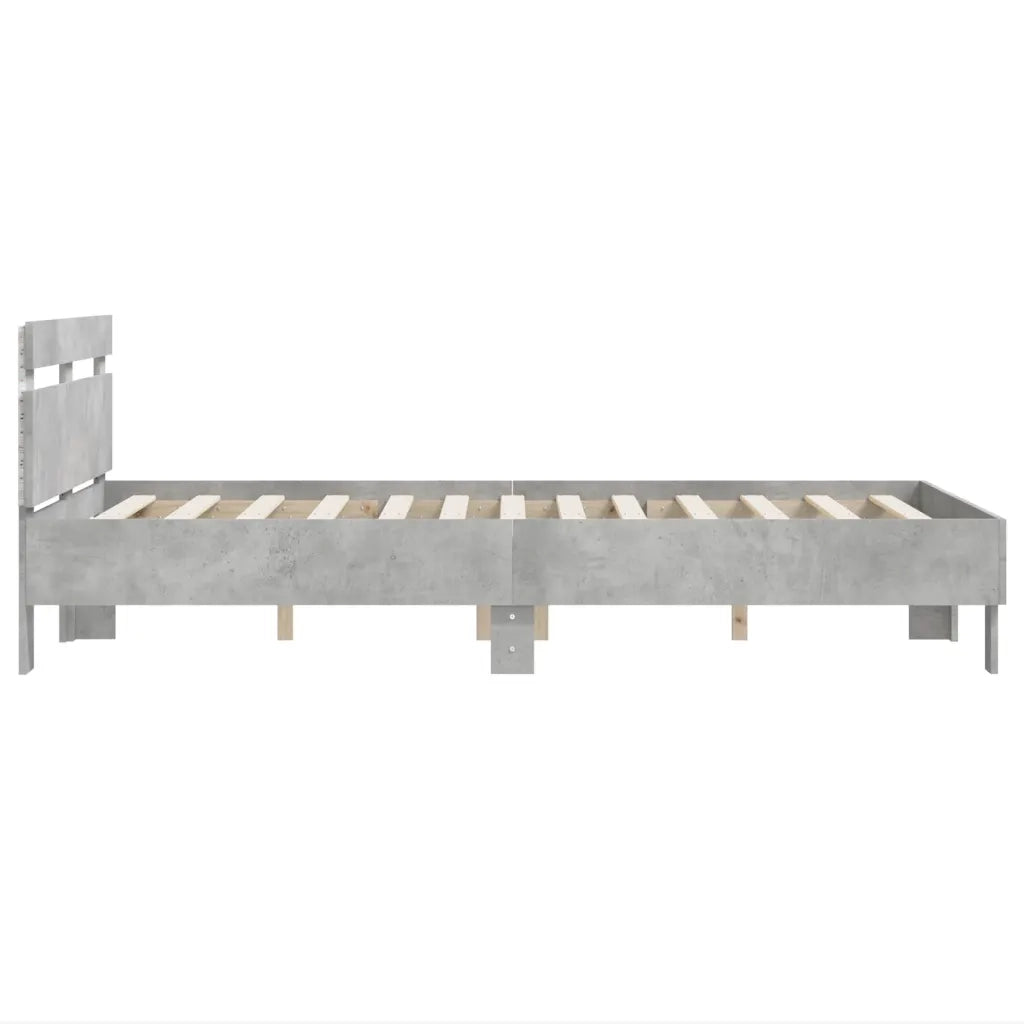 Giroletto con Testiera e LED-Struttura Letto con testiera Grigio Cemento 120x190 cm