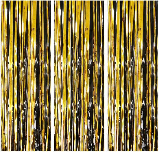 Set di tende da parete da 3 pezzi - Tende metalliche - Decorazione luccicante - Fondale per festa - 1 x 2,5 m - Materiale PET - Tende da parete decorative