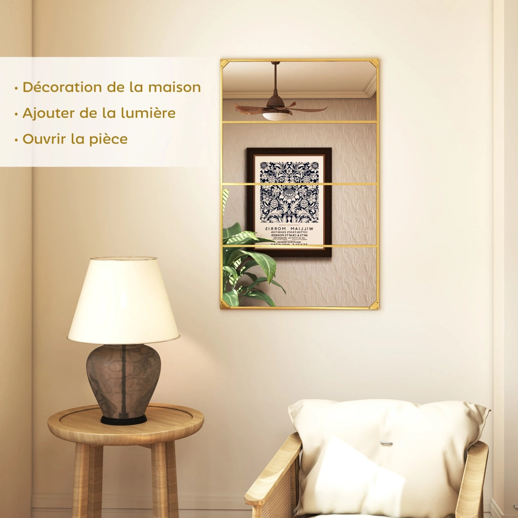 Specchio Muro Parete ¨C Zephmum ¨C Dorato Metallo 109x69 cm