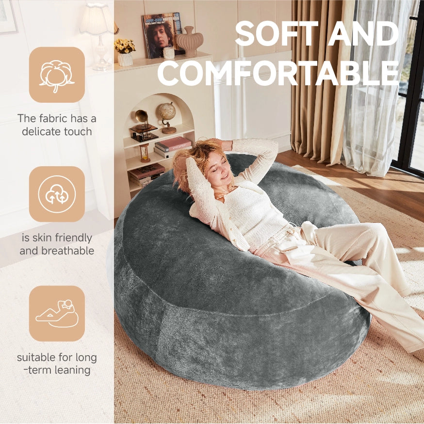 Fauteuil pouf 5FT con supporto allevia pressione e forma personalizzabile, sfoderabile, salvaspazio in spugna grigio scuro