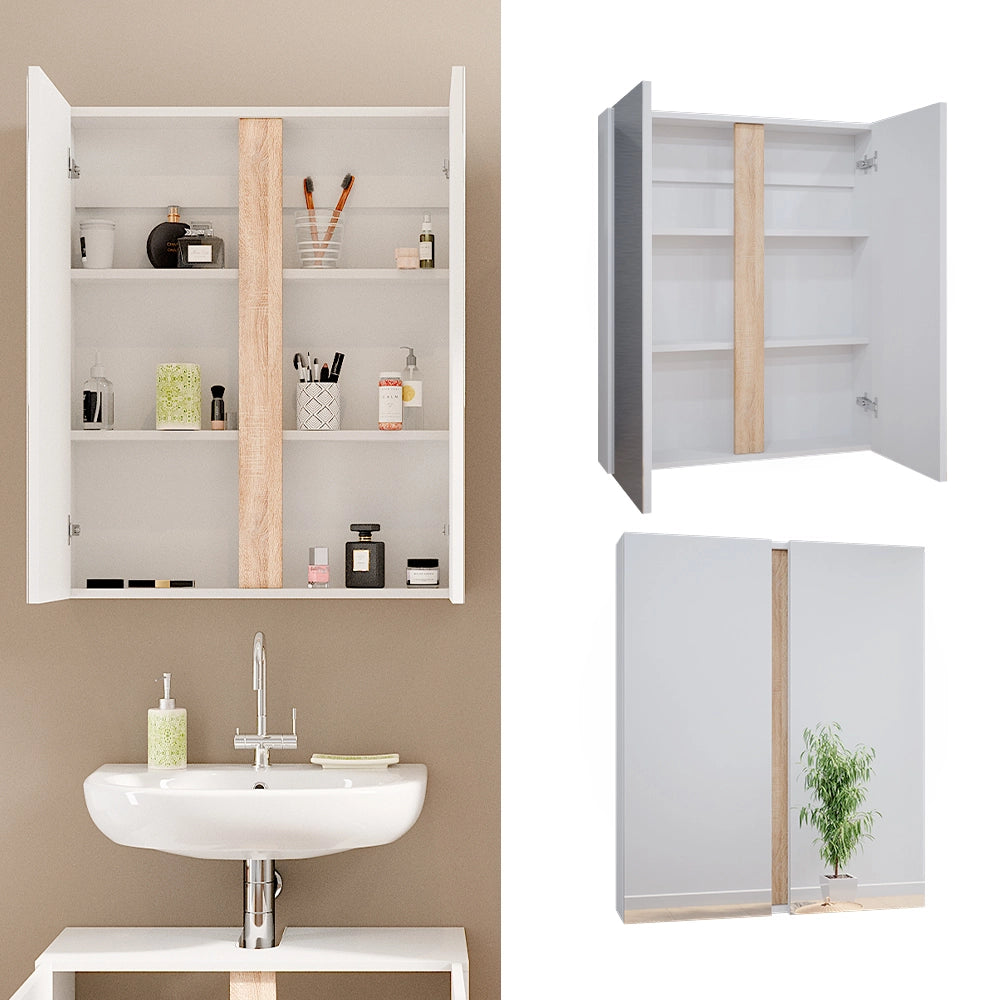 Vicco Specchio contenitore bagno Bianco 70.4 x 84 cm con 2 porte