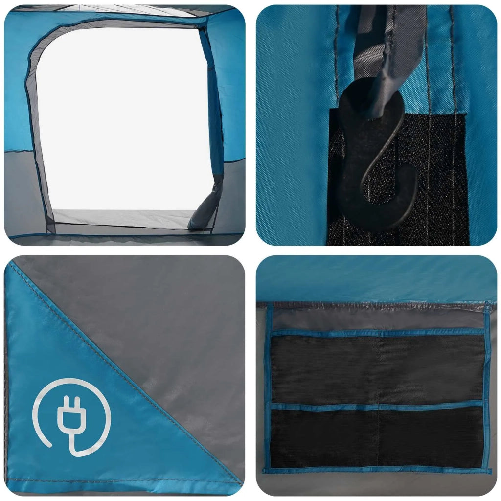Tenda familiare con telo da pioggia resistente all'acqua Blu