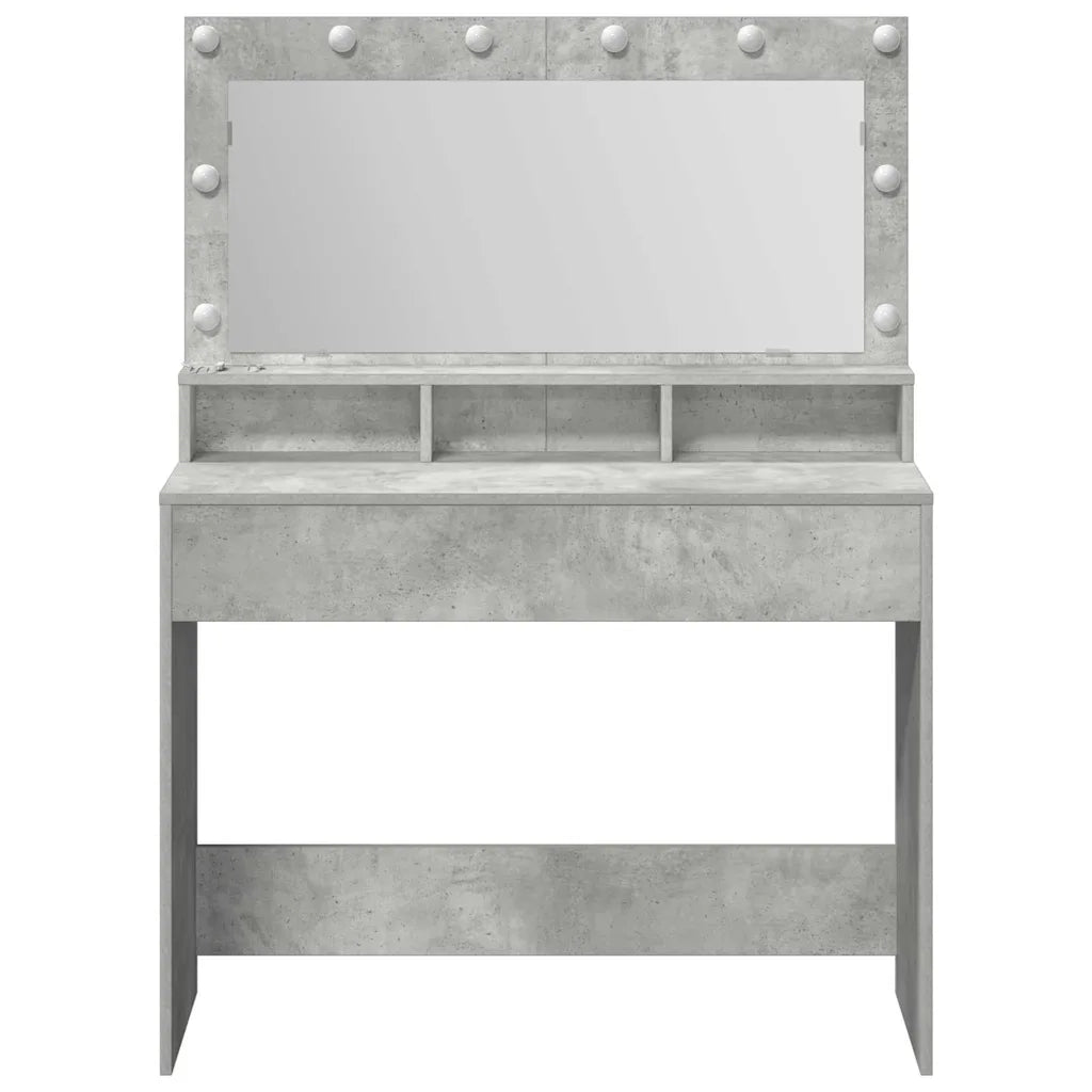 Toeletta | Tavolo da Trucco con specchio Grigio cemento 100 x 41 x 135 cm