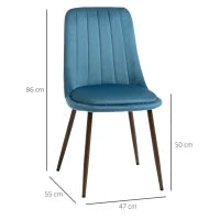Sedie da Cucina Imbottite, Set 4 Pezzi in Poliestere e Acciaio, 47x55x86 cm, Blu