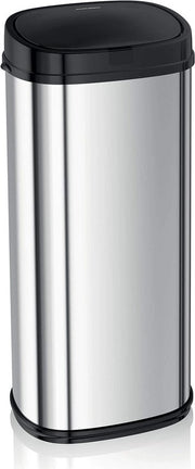 Cestino Cucina con Sensore Coperchio Operazione Senza Contatto Touchless Quadro Argento 50 Litri