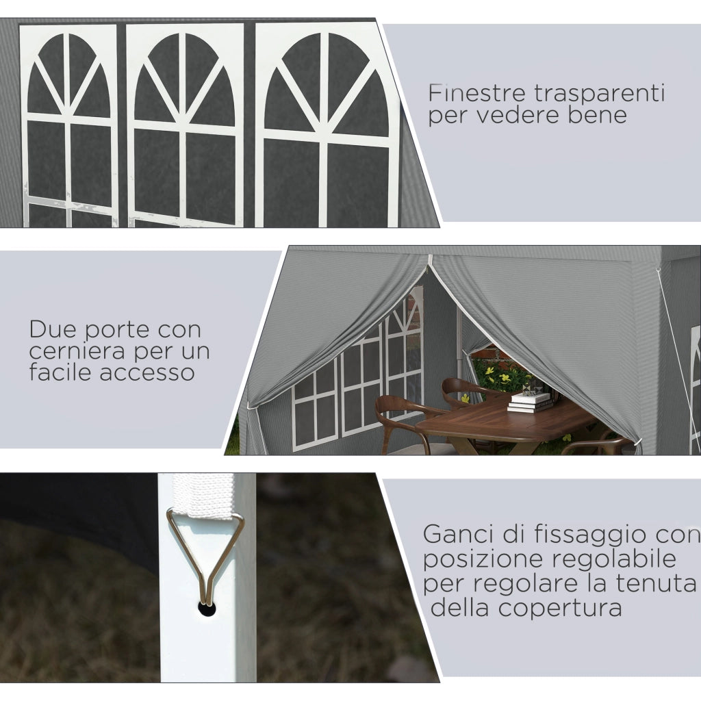 Gazebo da Giardino Pieghevole 3x3 m ¨C Zephmum ¨C Grigio Chiaro in Acciaio e Tessuto Oxford