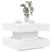 Tavolino da Caff¨¨ Girevole a 360 Gradi-Tavolino da soggiorno Bianco 50x50x34,5 cm
