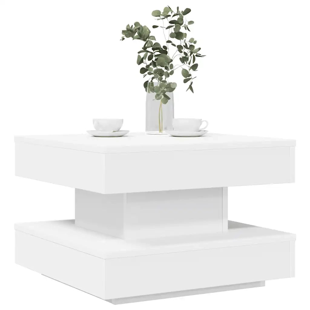Tavolino da Caff¨¨ Girevole a 360 Gradi-Tavolino da soggiorno Bianco 50x50x34,5 cm