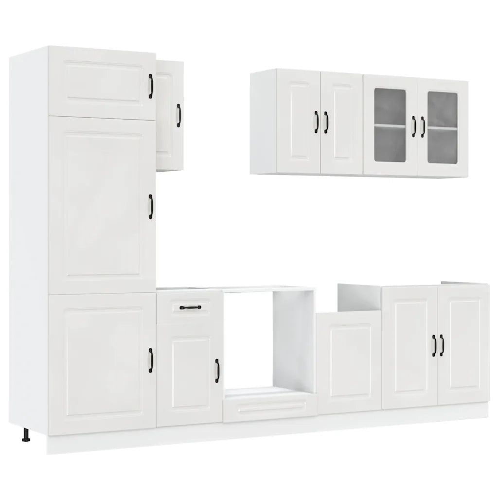 vidaXL Set Mobili da Cucina 8 pz Kalmar Bianchi Lucido in Truciolato
