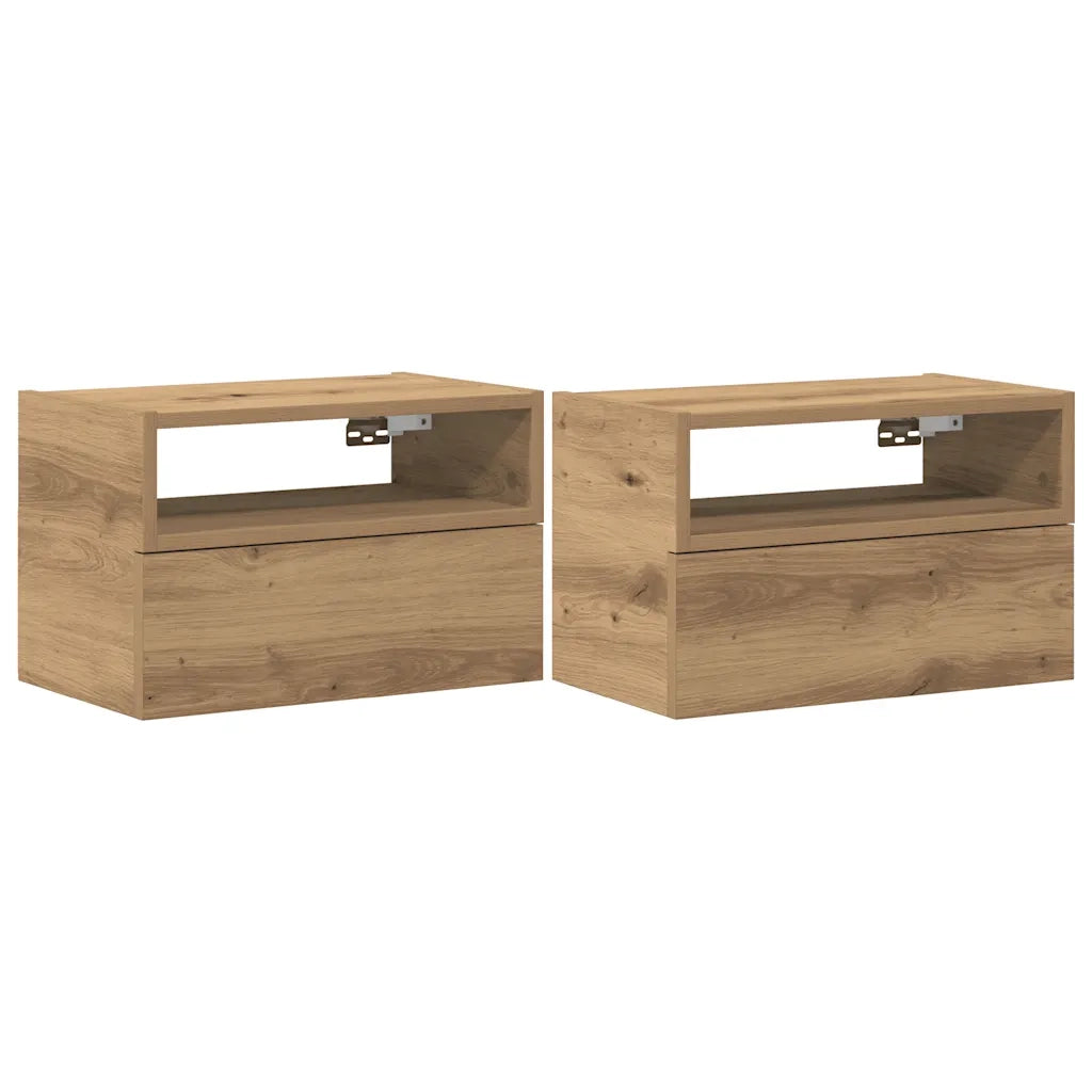 Comodini a Muro 2 pz-Set di 2 Tavolino da notte Rovere Artigianale 45x26x28,5 cm