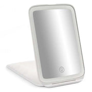 SPECCHIO LED RICARICABILE, 3 COLORI LUCE, PORTATILE CON CUSTODIA 21 X 14 CM