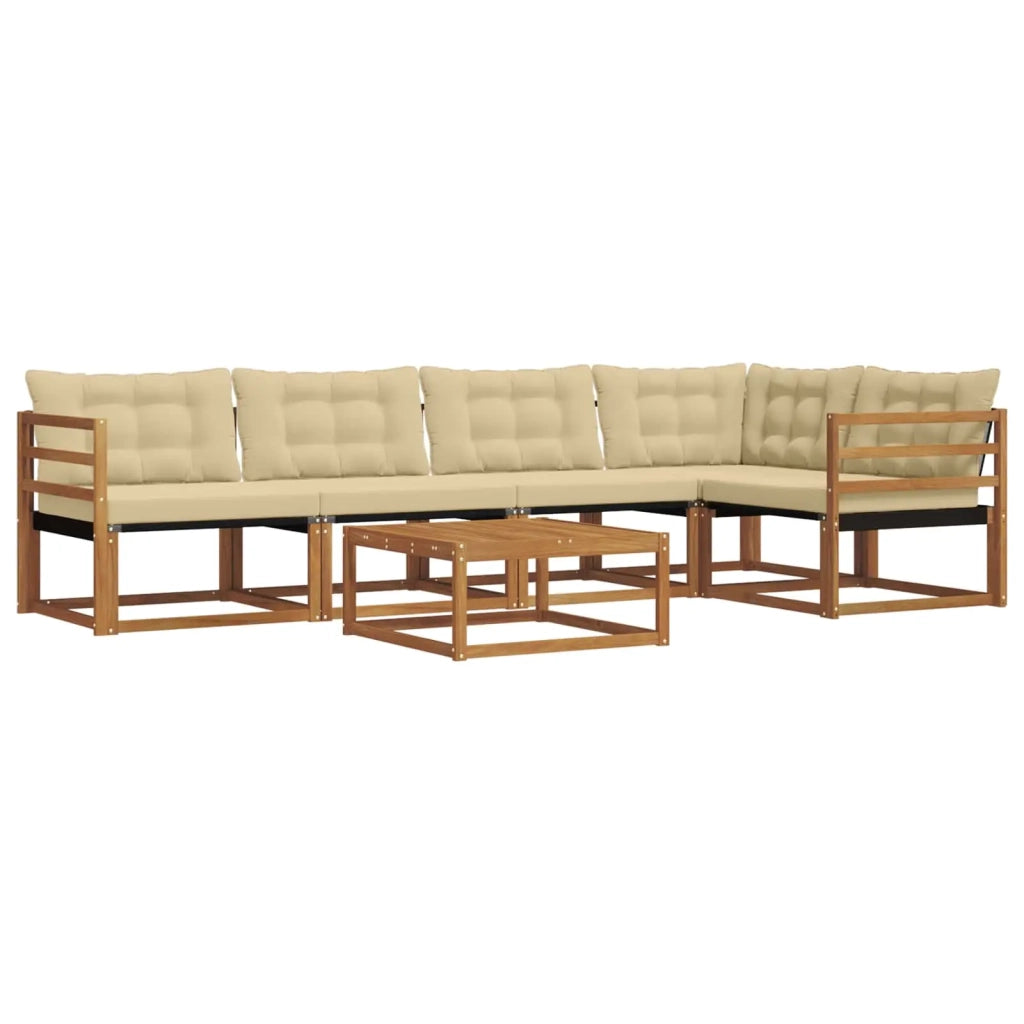 Set di divani da esterno con cuscino 6 pcs Naturale e Beige 3369472
