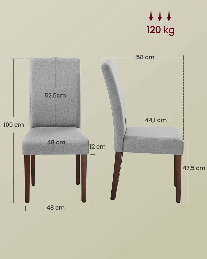 Set di 2 sedie da pranzo/cucina con schienale alto e seduta spessa 58 x 48 x 100 cm grigio 12_0008025
