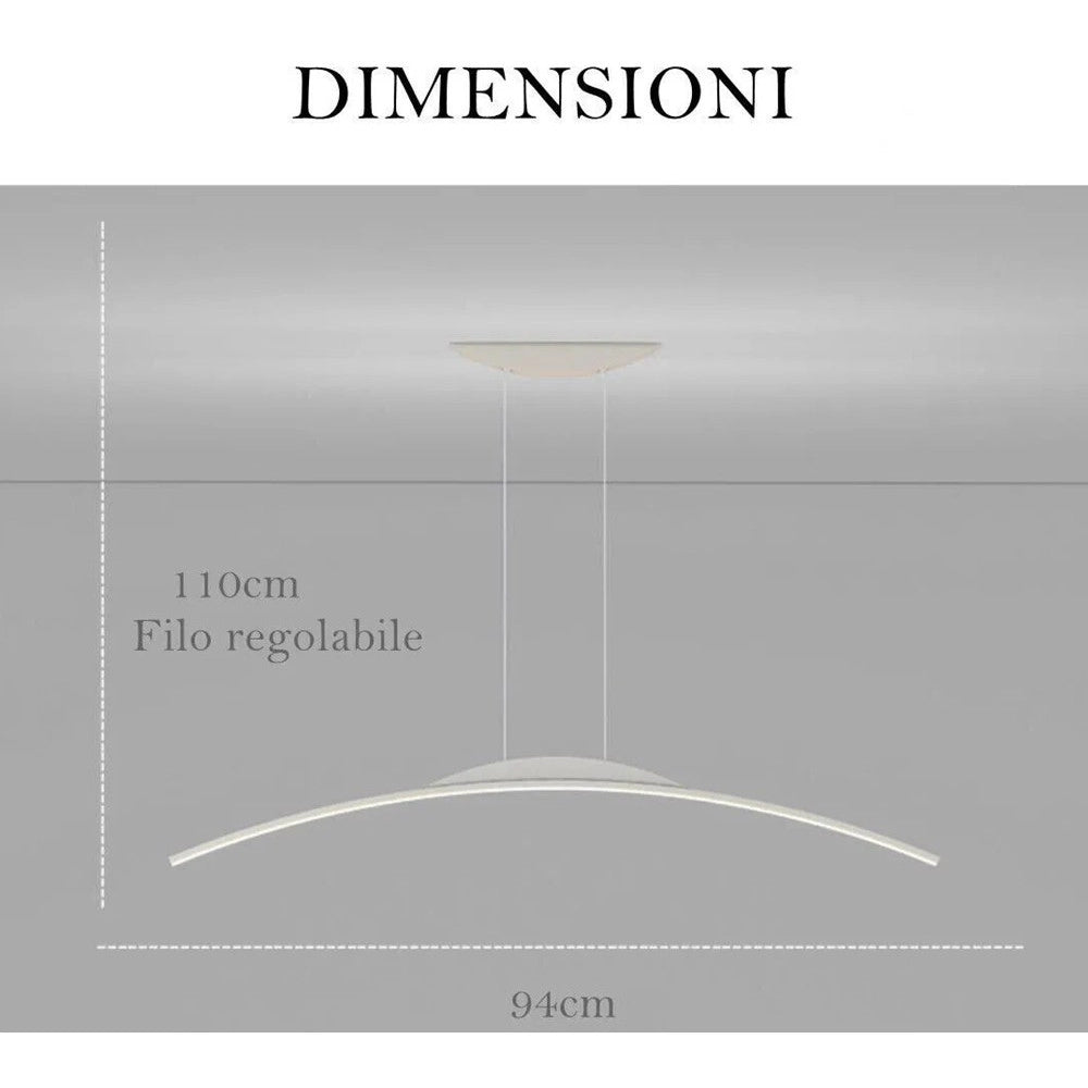 Trade Shop - Lampadario Da Soffitto A Sospensione Led 16w Curvato Luce 3000k 6500k 4000k B68-b -