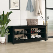 Scarpiera-Scaffale per scarpe Nera 110x38x45,5 cm in Legno Massello di Pino