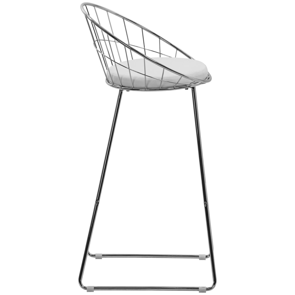 Set di 2 sgabelli da bar 75cm in metallo cromato e cuscino bianco ALEX