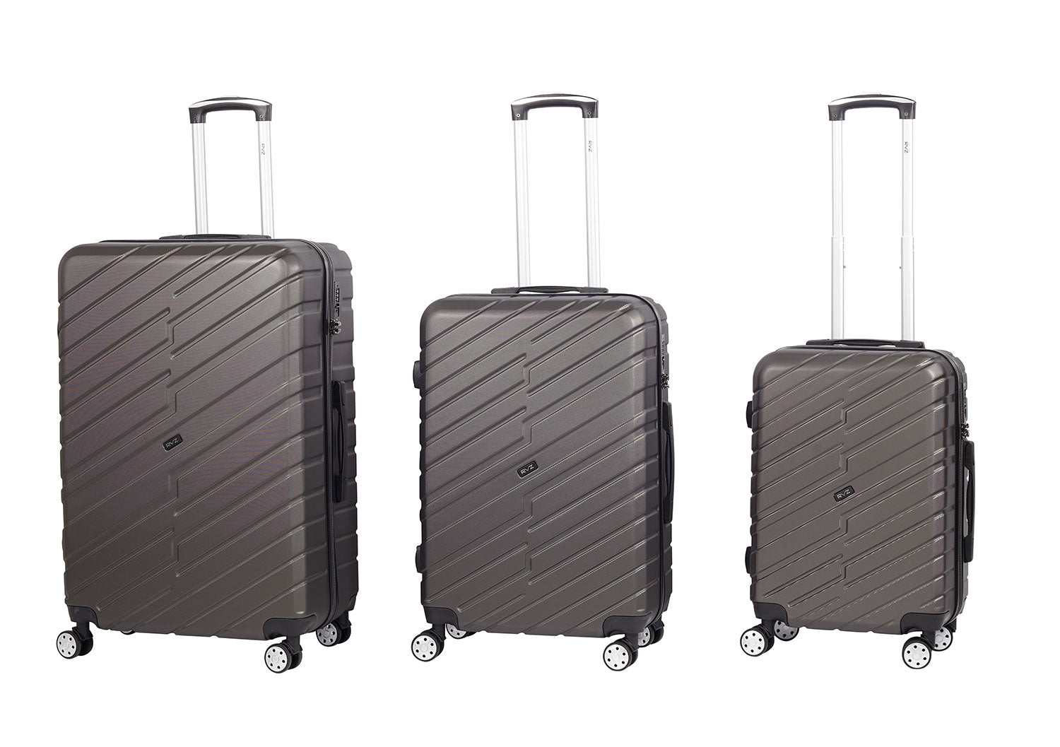 Set 3 Valigie Trolley Rigido 4 Ruote TSA in ABS Ravizzoni Cuba Grigio