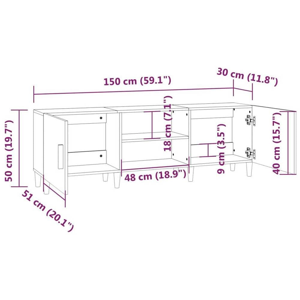 TV Cabinet White 150x30x50 Cm Wood-based Material