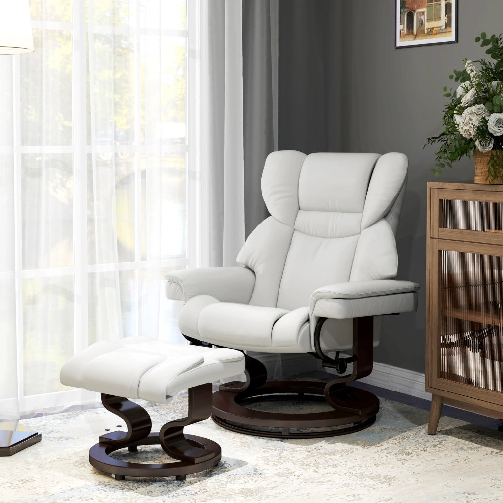 Poltrona relax elettrica girevole con poggiapiedi, funzione massaggio, 145°, 160 kg, bianco crema