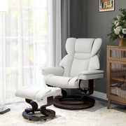 Poltrona relax elettrica girevole con poggiapiedi, funzione massaggio, 145°, 160 kg, bianco crema
