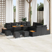 Set Divano da Giardino con cuscino 14 pcs Nero Poly Rattan 3364929
