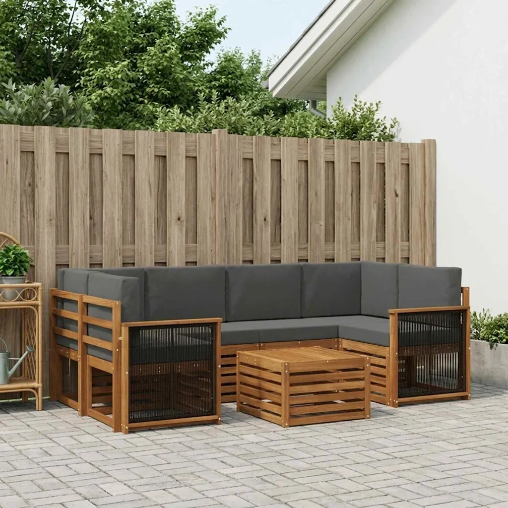 Set di divani da esterno con cuscino 7 pcs Naturale e Antracite 3384083