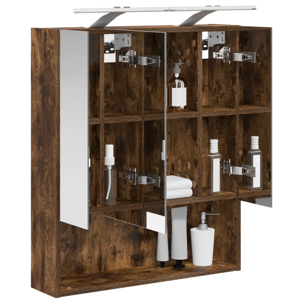 Mobiletto per specchio da bagno Rovere fumé 60 x 14.5 x 70 cm