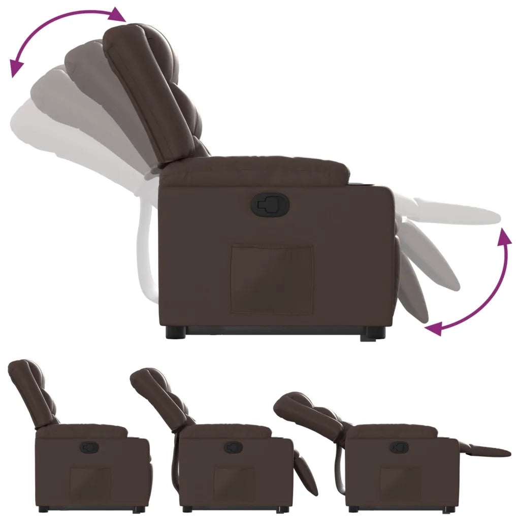 Poltrona Alzapersona Reclinabile Marrone in Similpelle 3206553
