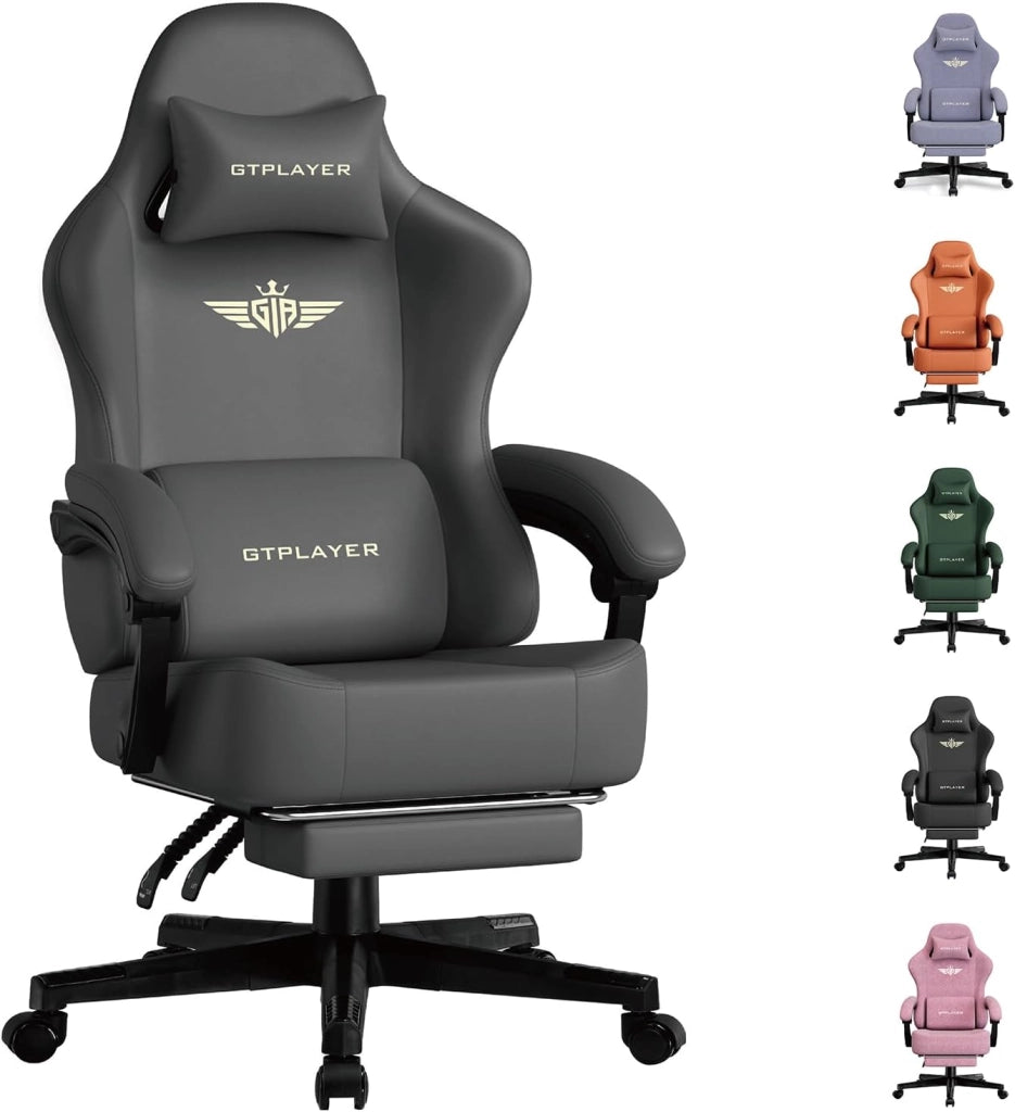 Sedia da gioco, traspirante, sedia da ufficio, ergonomica, in tessuto di alta qualità, ergonomica, schienale regolabile a 160°, poggiapiedi estraibile,carico 180 kg,grigio