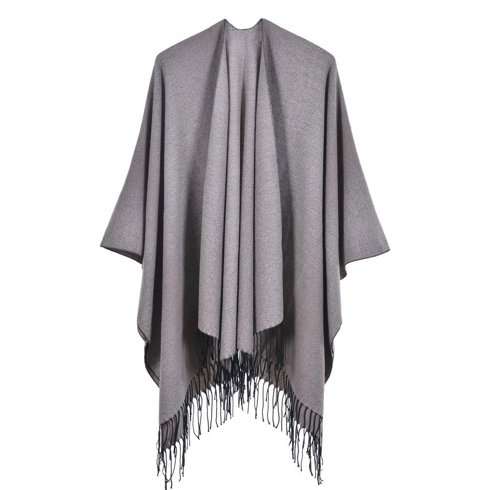 Sciarpa jacquard da donna, stile street europeo e americano, con spacco, cappa spessa e calda