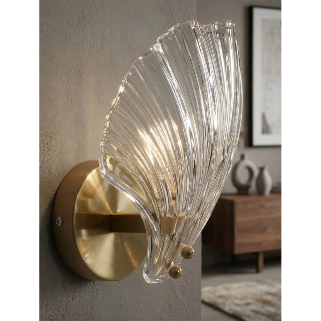 Lampada a Parete Conchiglia, Oro, Metallo, 20x14x22 cm