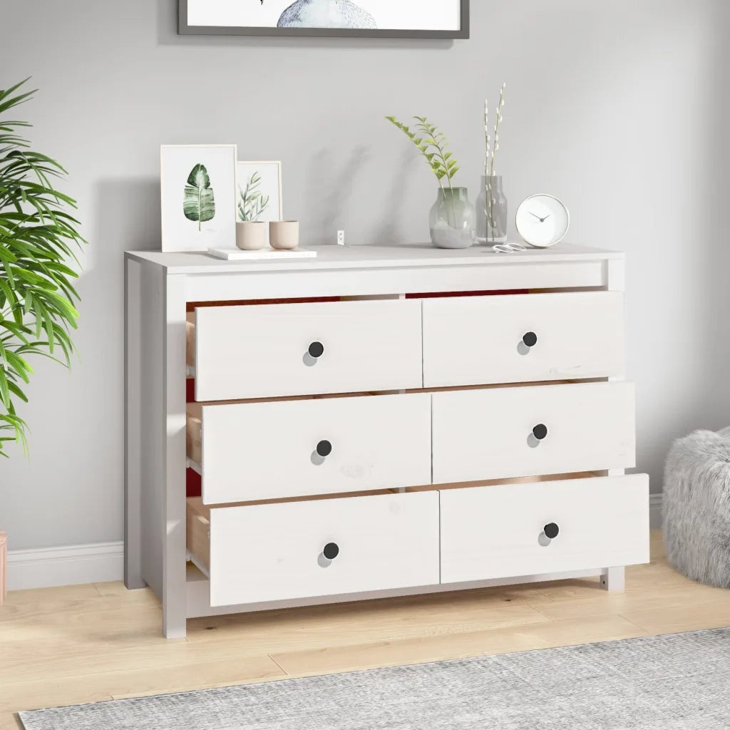 Armadietto Bianco 100x40x72 cm in Legno Massello di Pino