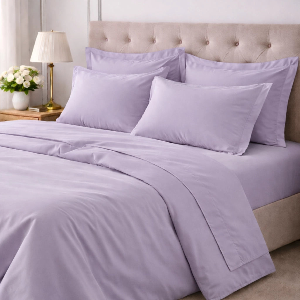 Rova, set Completo Letto Matrimoniale in Cotone, Viola Lilla