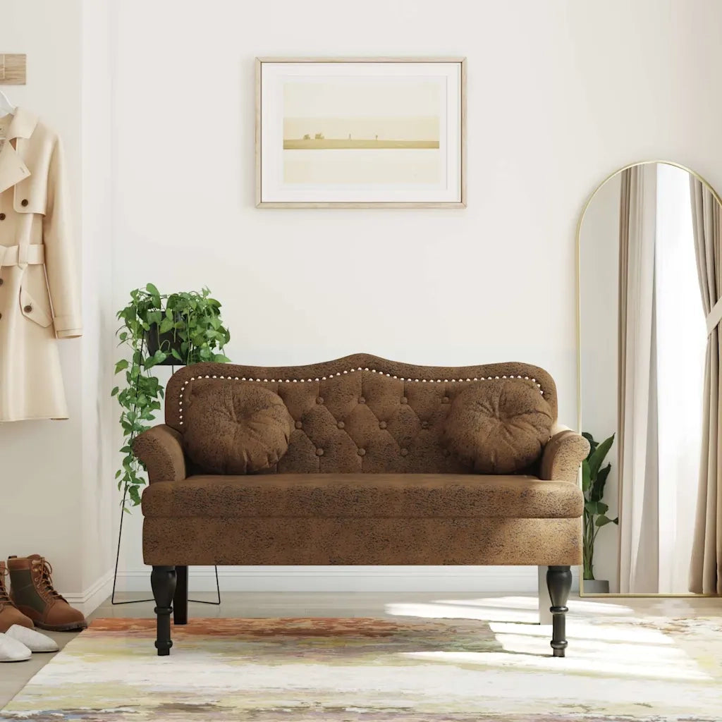 Panca con Cuscini Marrone 120,5x65x75 cm Similpelle Scamosciata CFW7956731