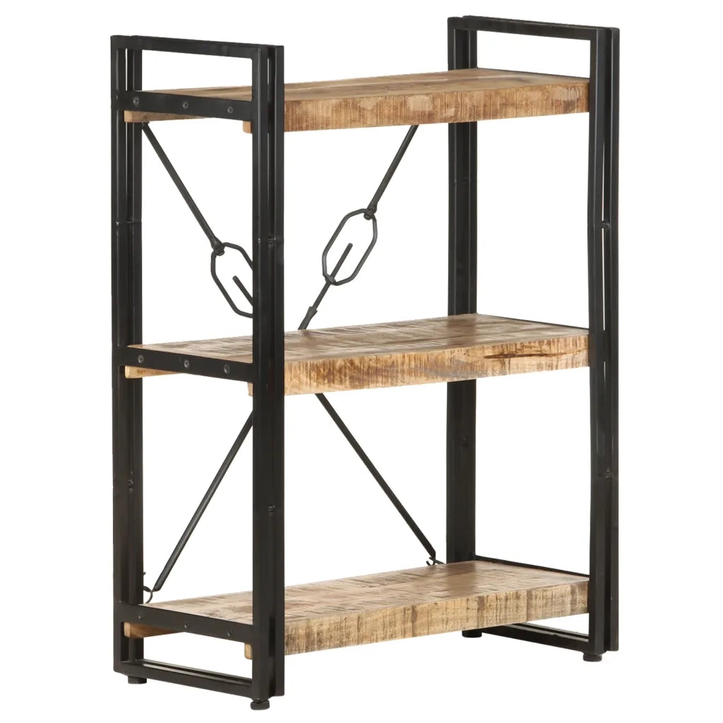 Libreria a 3 Ripiani-Scaffale per Libri-Mobile di Stoccaggio 60x30x80 cm in Legno Massello di Mango