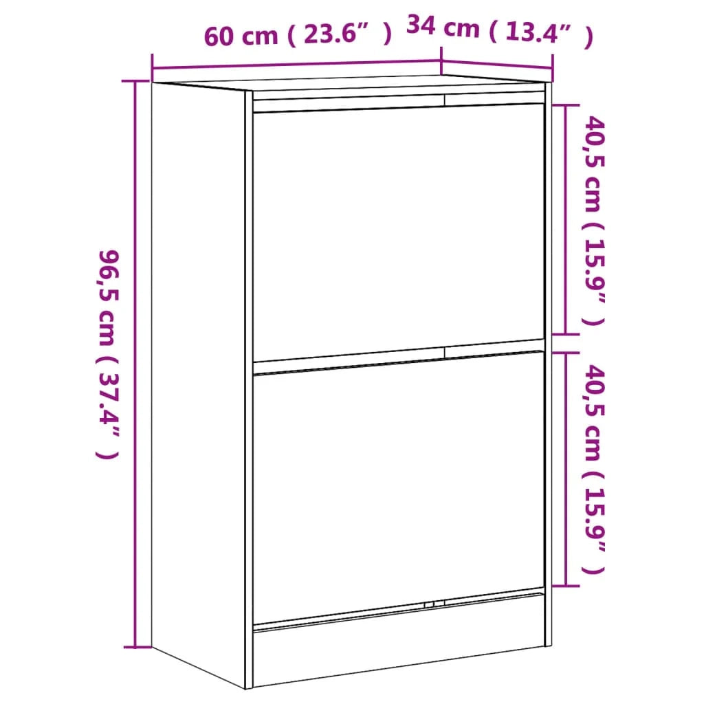 Scarpiera mobile contenitore per scarpe mobile per ingresso/corridoio/soggiorno 60 x 34 x 96,5 cm legno ingegnerizzato bianco 02_0021483