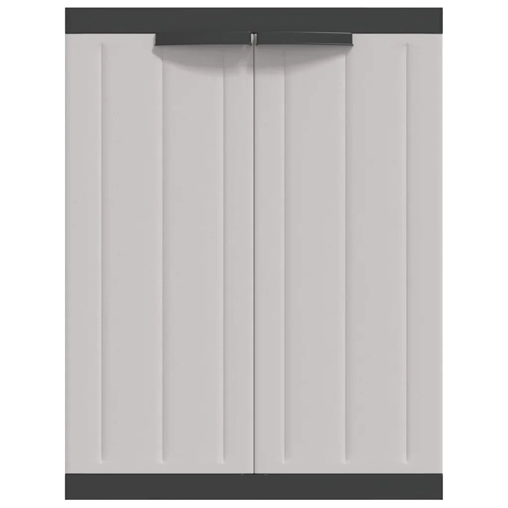 Mobile contenitore da esterno compatto di design per giardino 65 x 37 x 85 cm con ripiano regolabile in PP grigio 02_0047409
