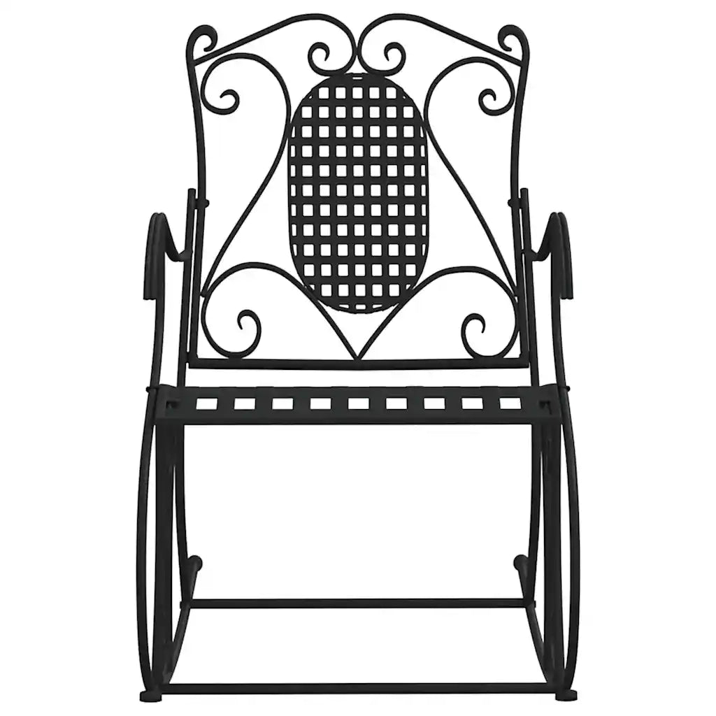 Panca da Giardino | Panchina a Dondolo 84 cm Nera in Acciaio