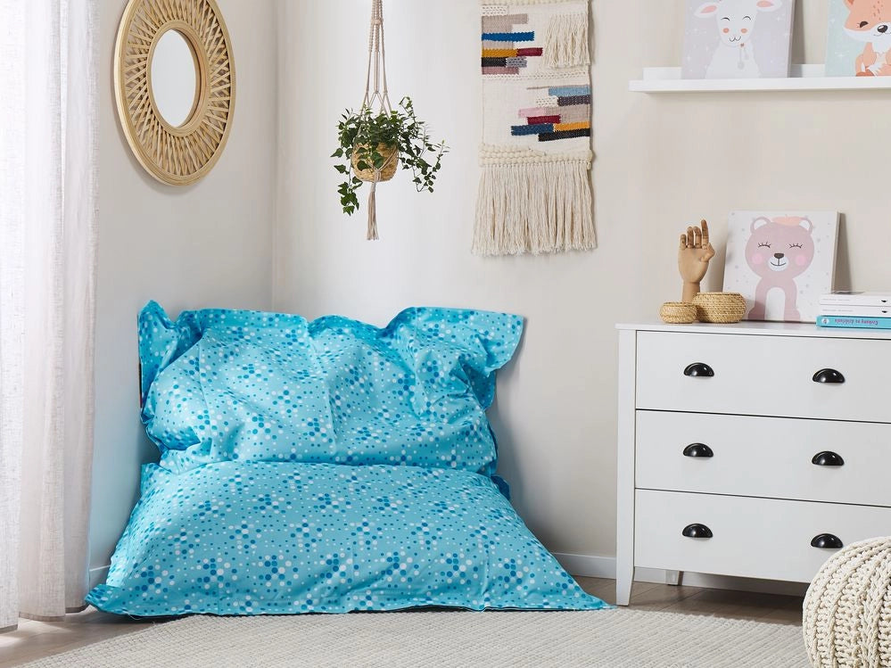 Beanbag grande con motivo a pois blu per distendersi con zip gigante Beanbag
